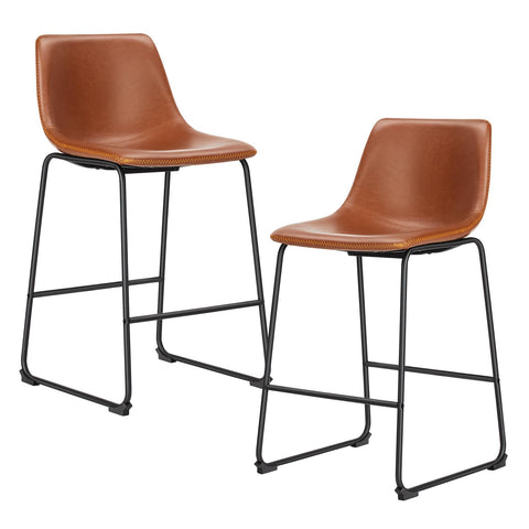 DUMOS 26-inch counter-height stool pair front view with ergonomic backrest for comfortable seating.
