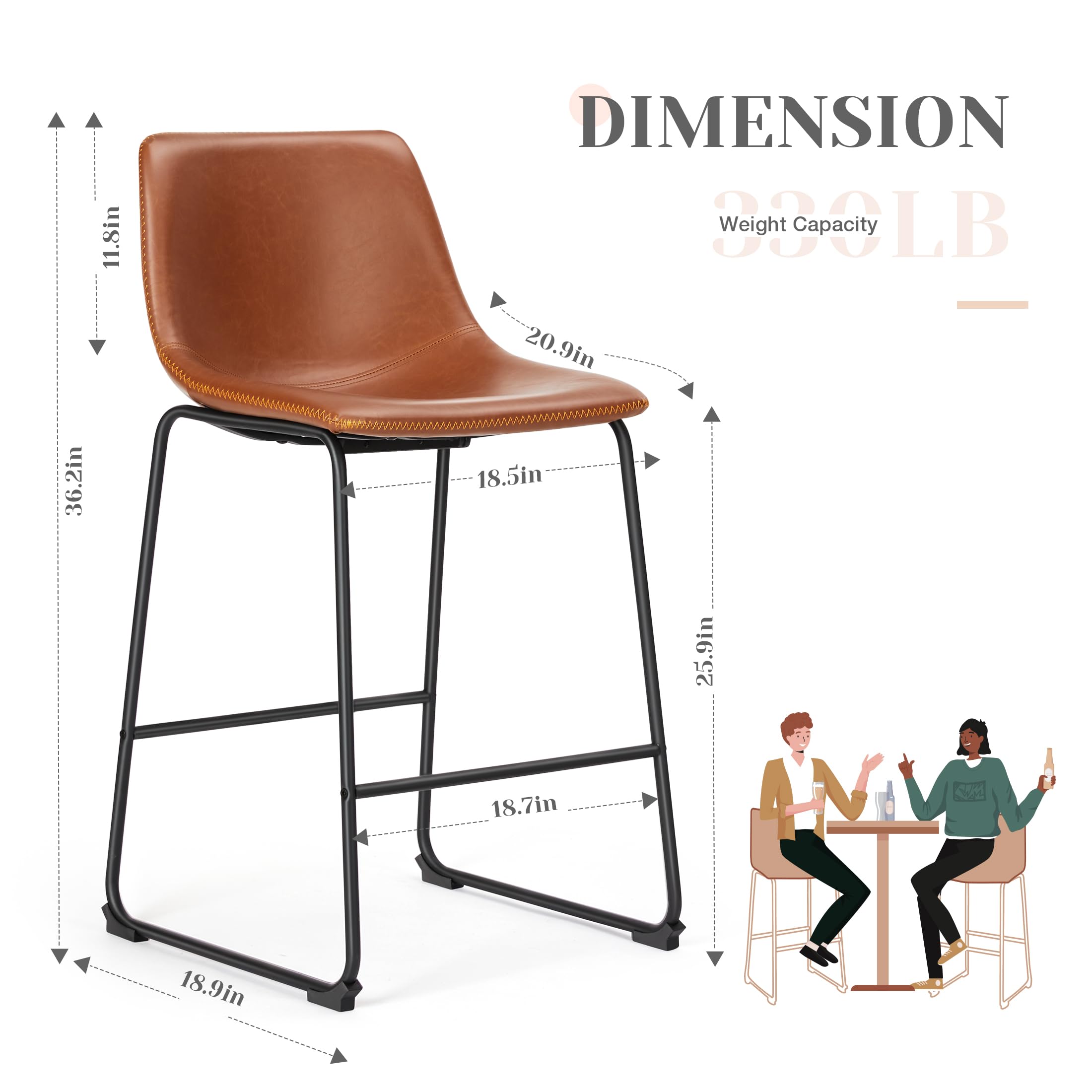 DUMOS stool pair rear view highlighting bucket seat and back support.