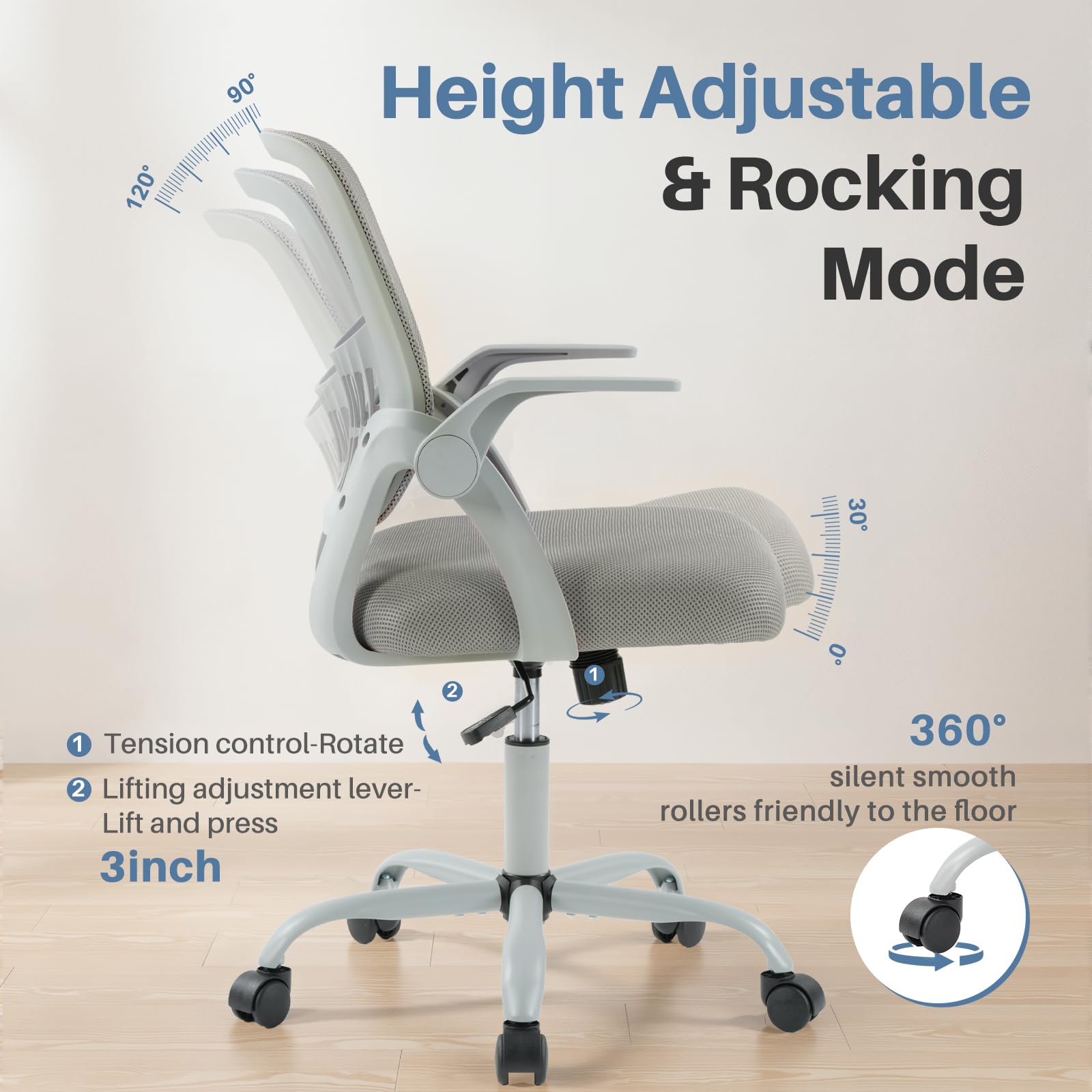 DUMOS 360-degree swivel-casters enabling smooth movement on various floors.