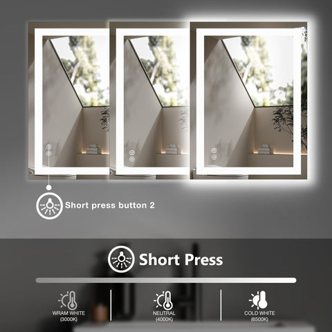 DUMOS mirror showing color temperature options for makeup accuracy.