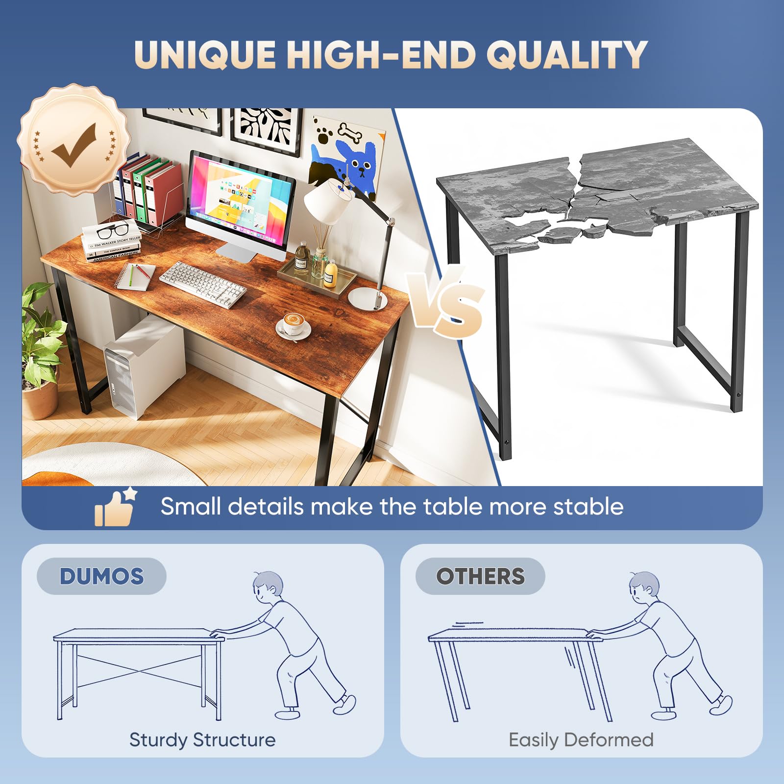 DUMOS 40-inch desk includes tools for easy assembly.