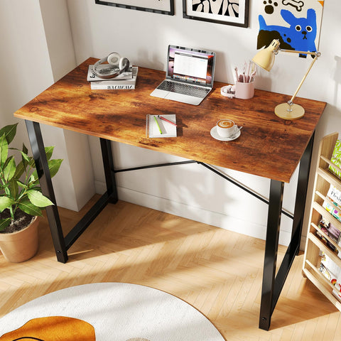DUMOS 40-inch desk side view shows sturdy metal frame and stability.