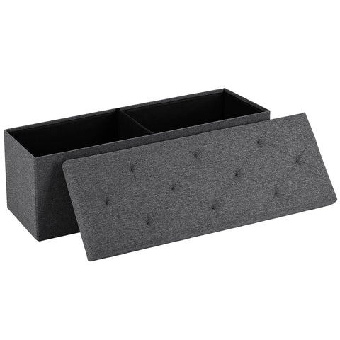 DUMOS 43in storage ottoman bench in gray fabric, sturdy and stylish for living spaces.