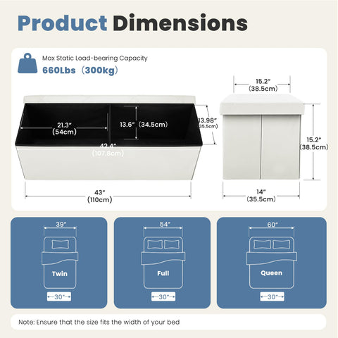DUMOS flat-fold design shows easy under-bed storage convenience.