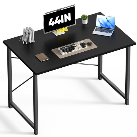 DUMOS 44in computer desk front angle shows stable, wide workspace