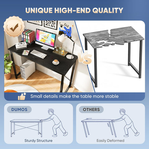 DUMOS 44in computer desk steel frame supports heavy daily use
