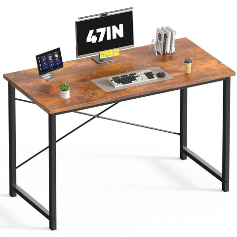 DUMOS 47 inch desk top view highlights spacious work surface for clutter free productivity.