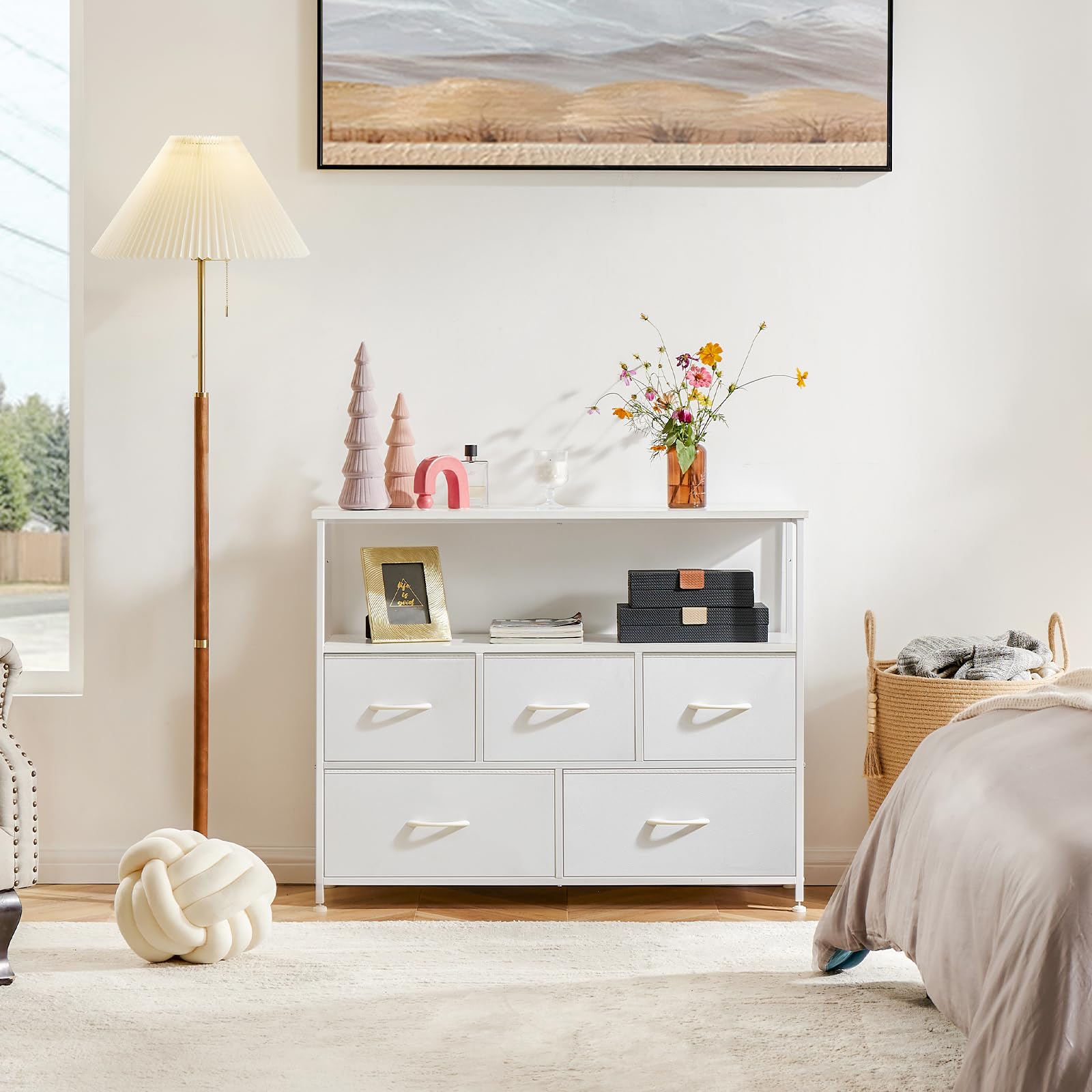 DUMOS 5-drawer fabric dresser stores clothing neatly