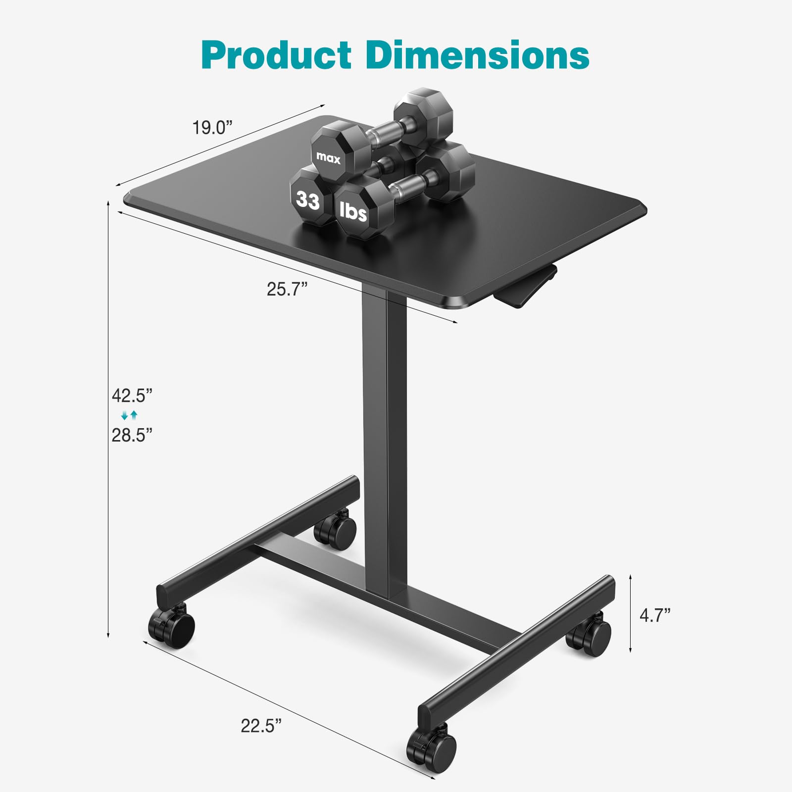 DUMOS adjustable-height mechanism enabling sitting and standing use