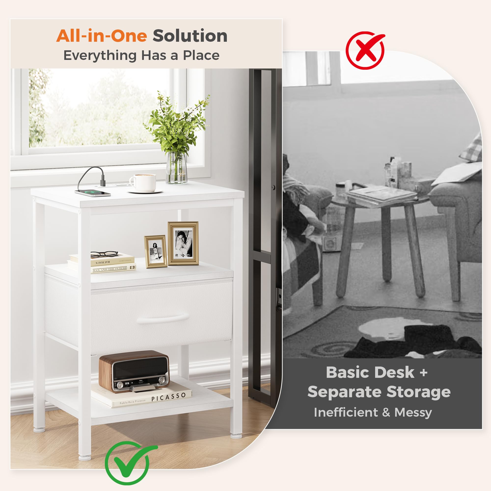 DUMOS adjustable middle shelf adapts to items and layouts.