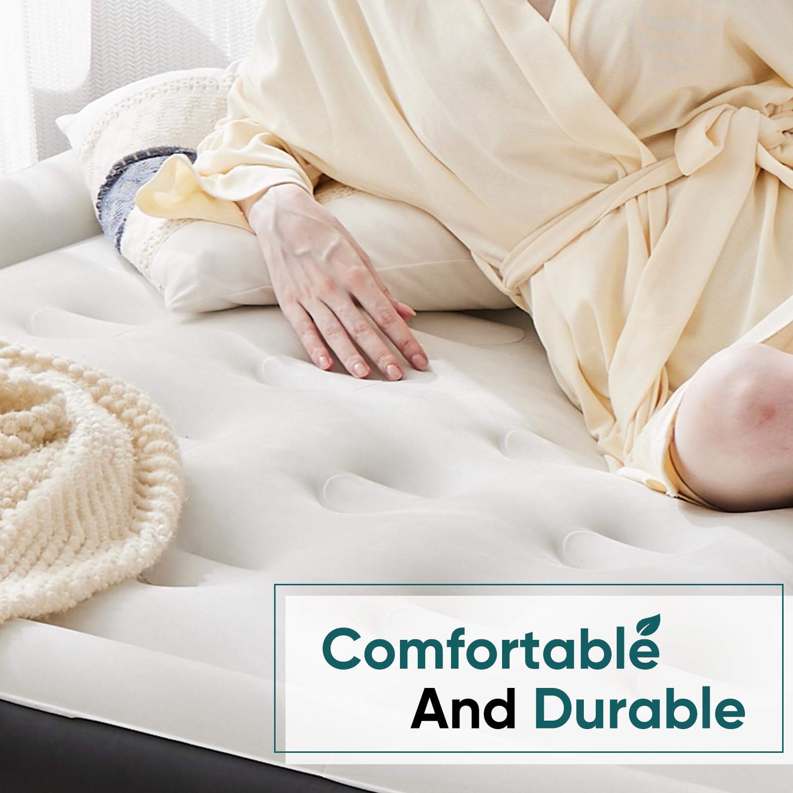 DUMOS air mattress queen honeycomb structure supports weight while keeping surface comfortable