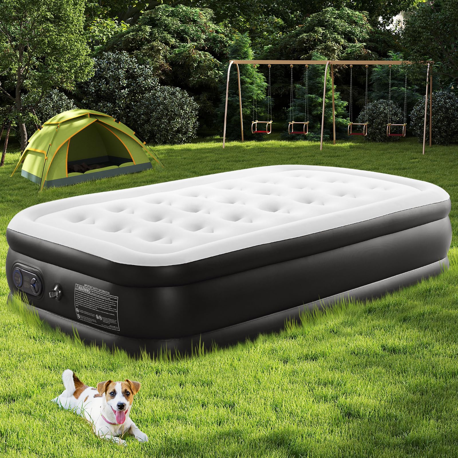 DUMOS air mattress queen with non-slip bottom stays in place for peaceful sleep