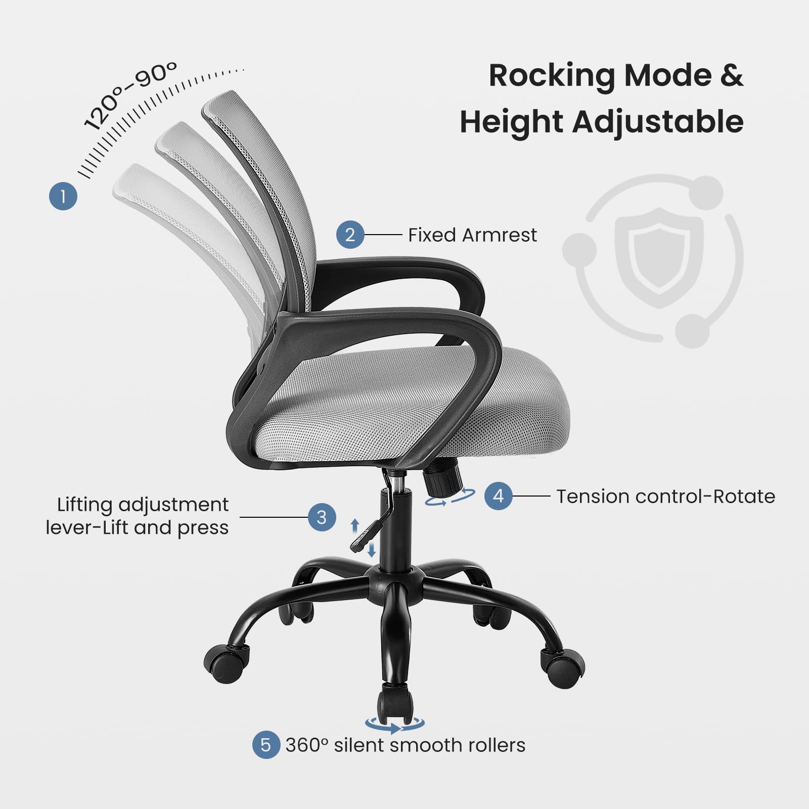 DUMOS height adjustable chair adapts to desks and users.
