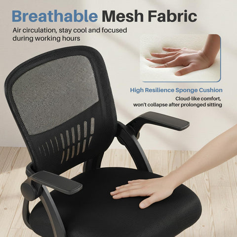 DUMOS height-adjustable chair adapts to different body heights.