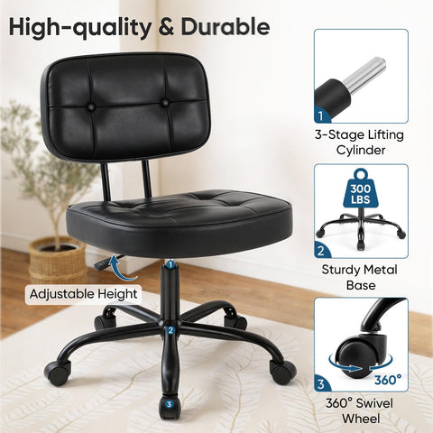 DUMOS height-adjustable design fits desks and vanity tables.