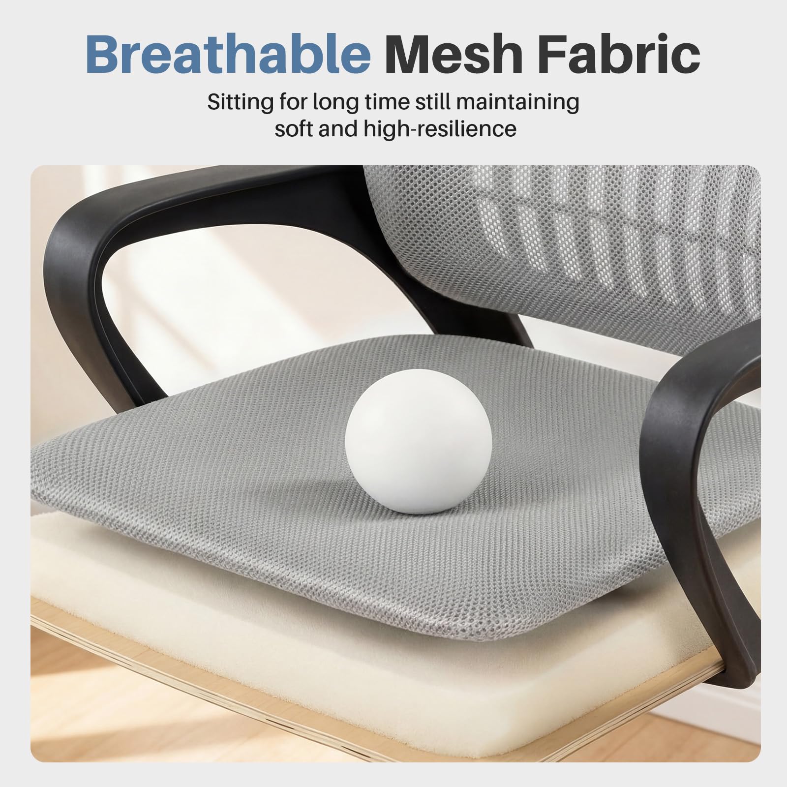 DUMOS chair highlights lumbar support contour for better seated posture.