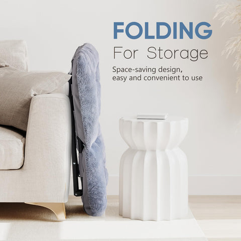 DUMOS Comfy Chair shown in a bedroom setup for dorms and bedrooms.
