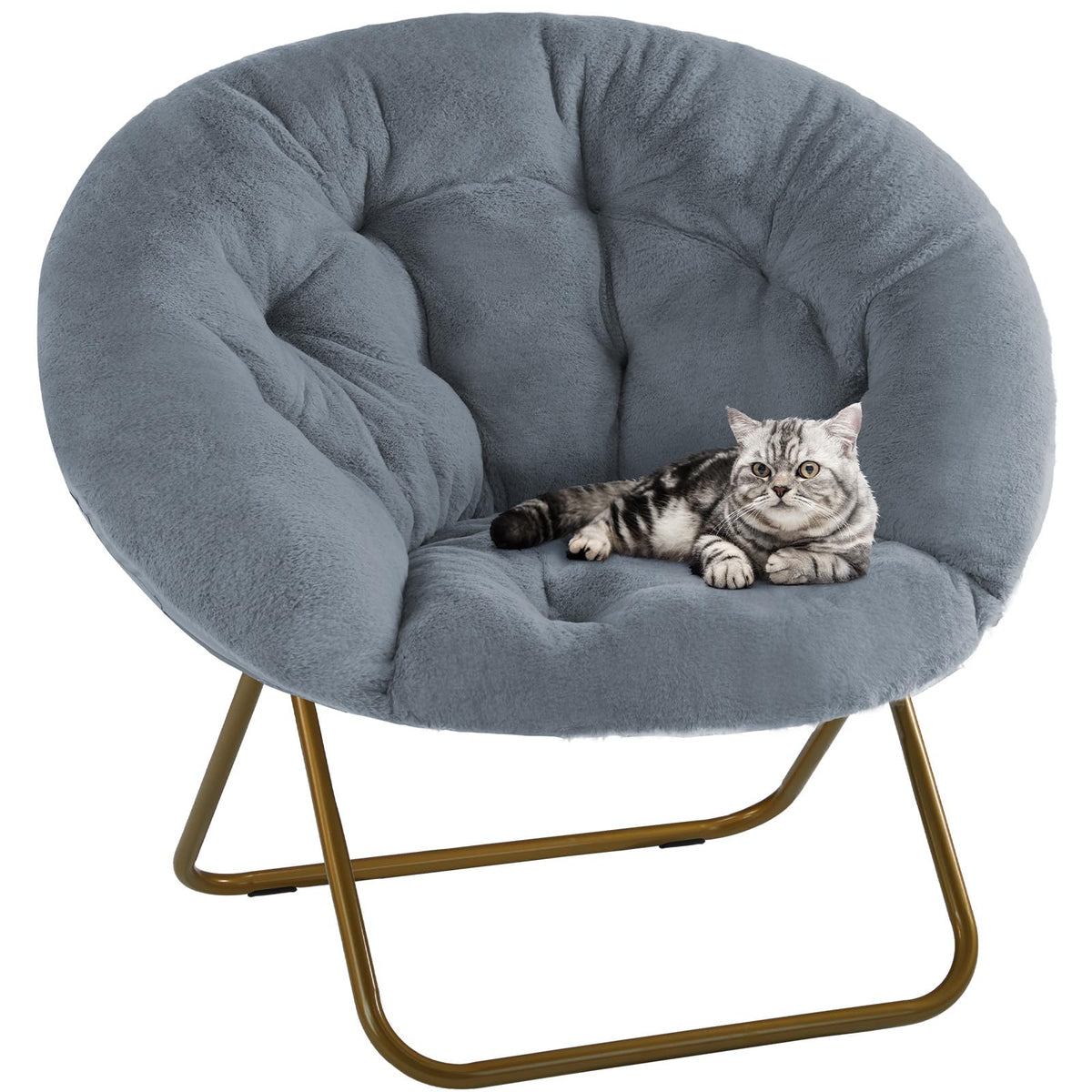 DUMOS Comfy Saucer Chair close-up of plush faux fur texture for cozy lounging