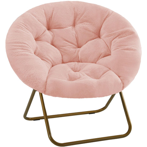 DUMOS Comfy Saucer Chair close-up of plush faux fur for cozy seating