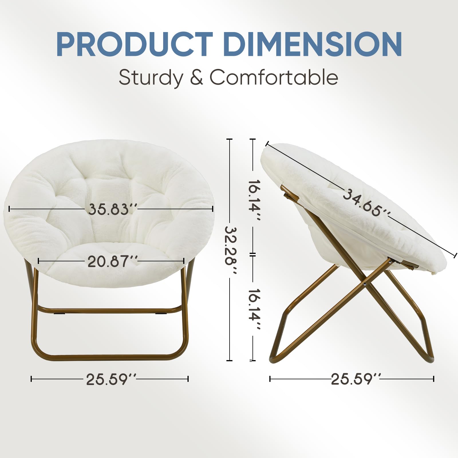 DUMOS Comfy Saucer Chair lounge angle showing generous depth for stretch.
