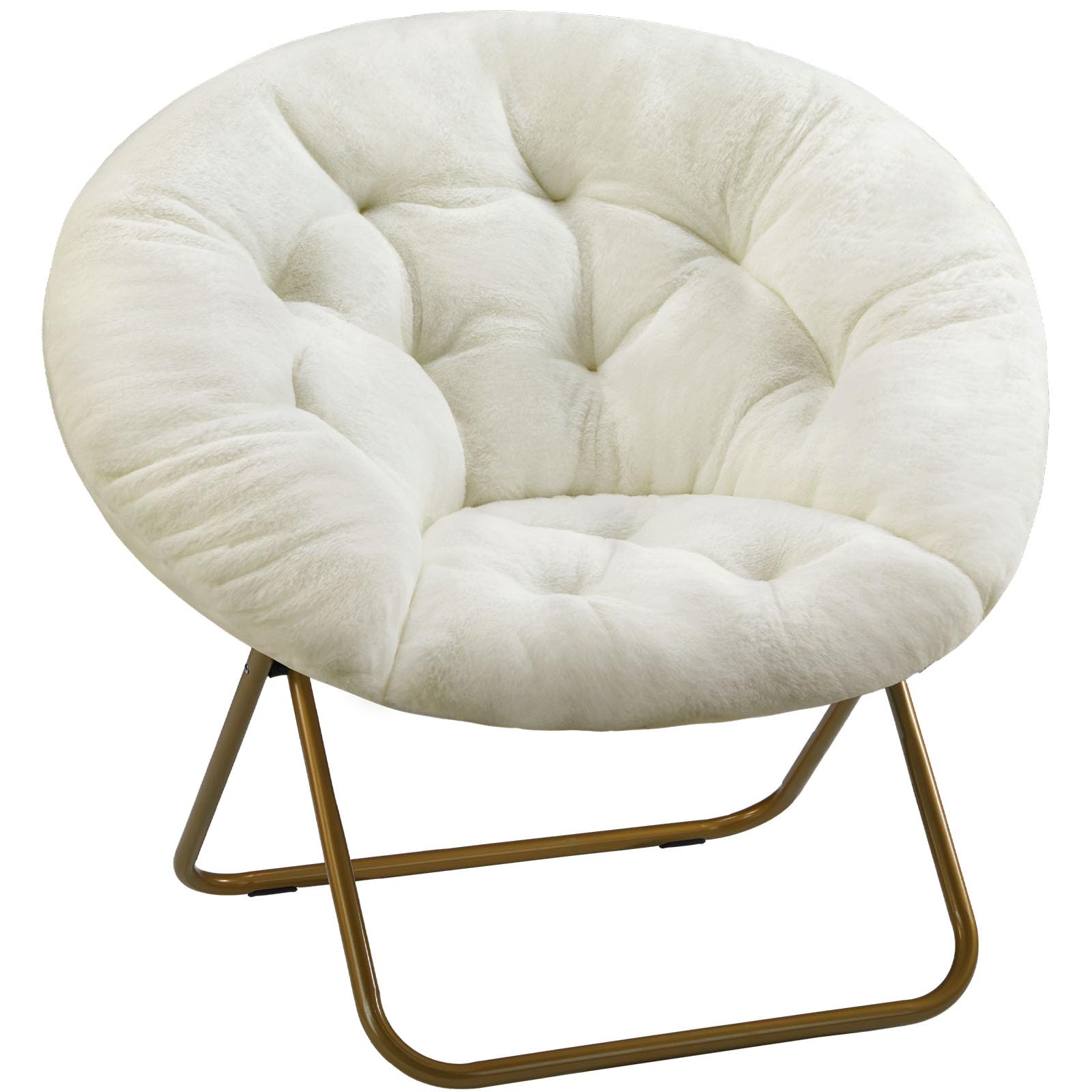 DUMOS Comfy Saucer Chair overview with plush faux fur for cozy lounging.