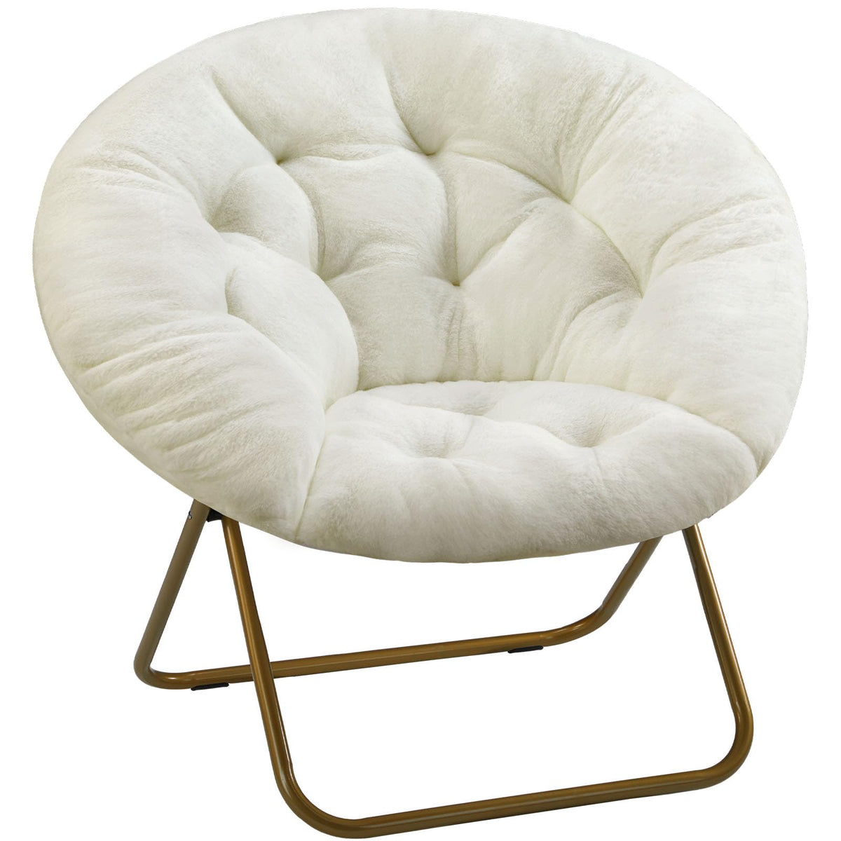 DUMOS Comfy Saucer Chair overview with plush faux fur for cozy lounging.