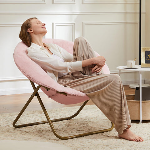 DUMOS Comfy Saucer Chair soft fabric texture enhances cozy ambiance