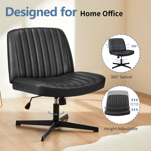 DUMOS armless swivel chair tucks neatly under desks for a tidy workspace.