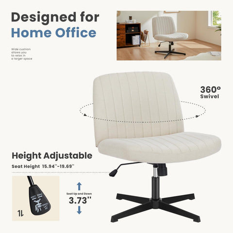 DUMOS beige finish on the chair complements any home office or vanity