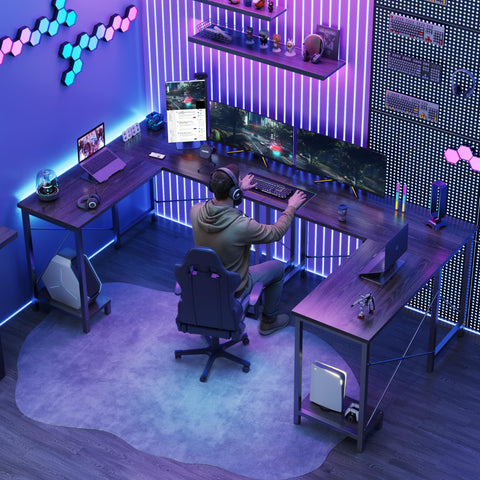 DUMOS desk with CPU shelf mounted on left for tidy wiring.