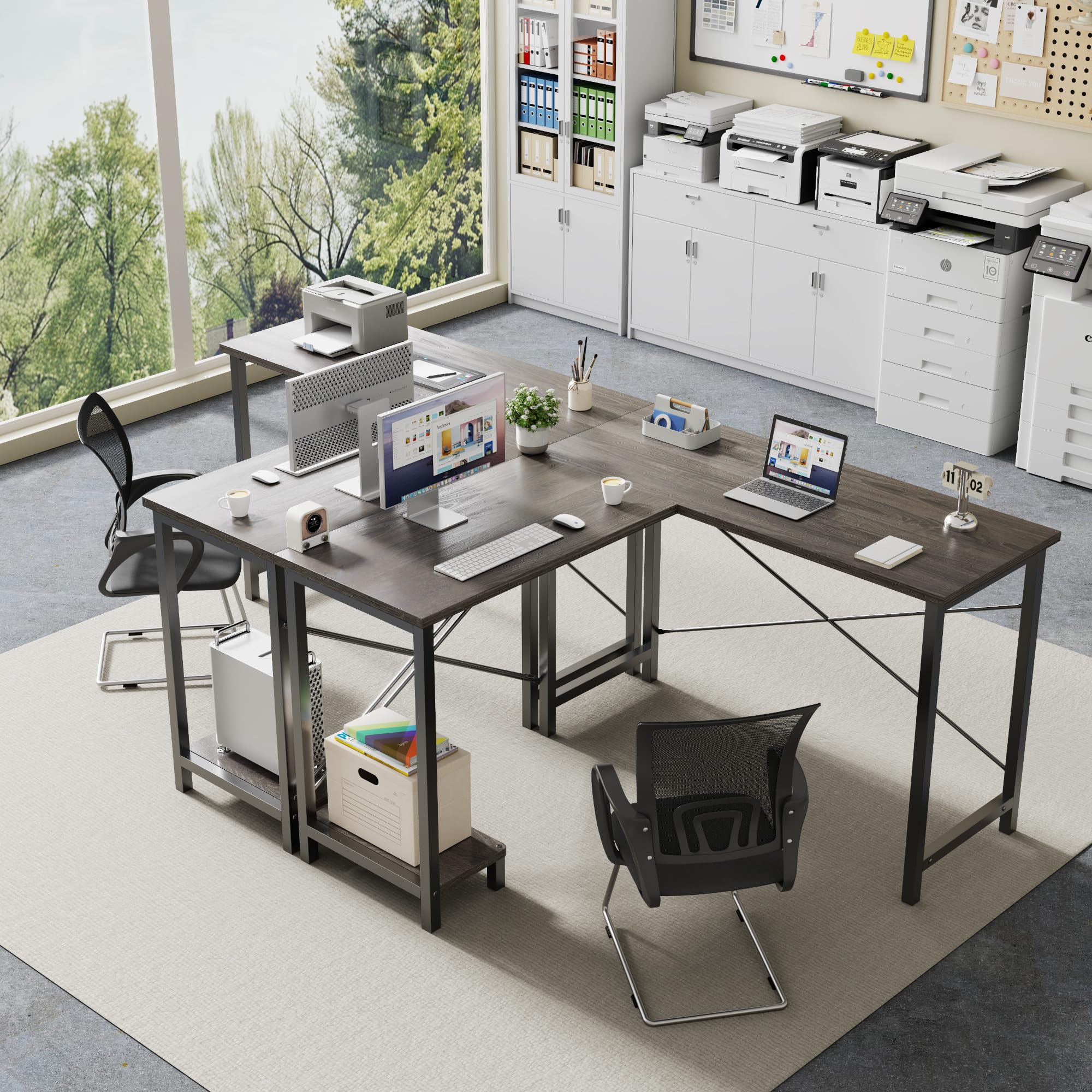 DUMOS corner-friendly design fits bedrooms or small offices for efficient workspaces.