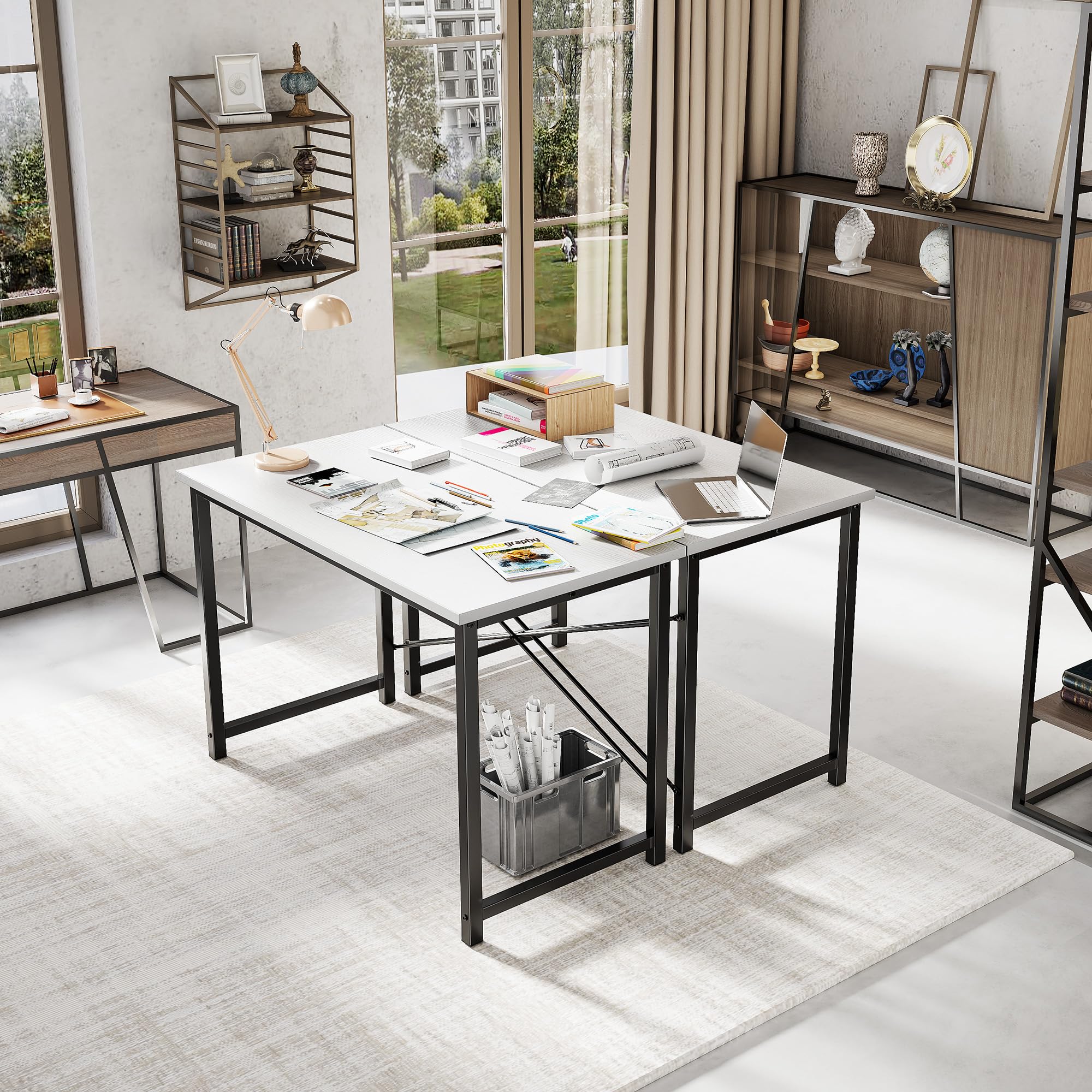 DUMOS white tabletop close-up highlights water-resistant finish for spills.