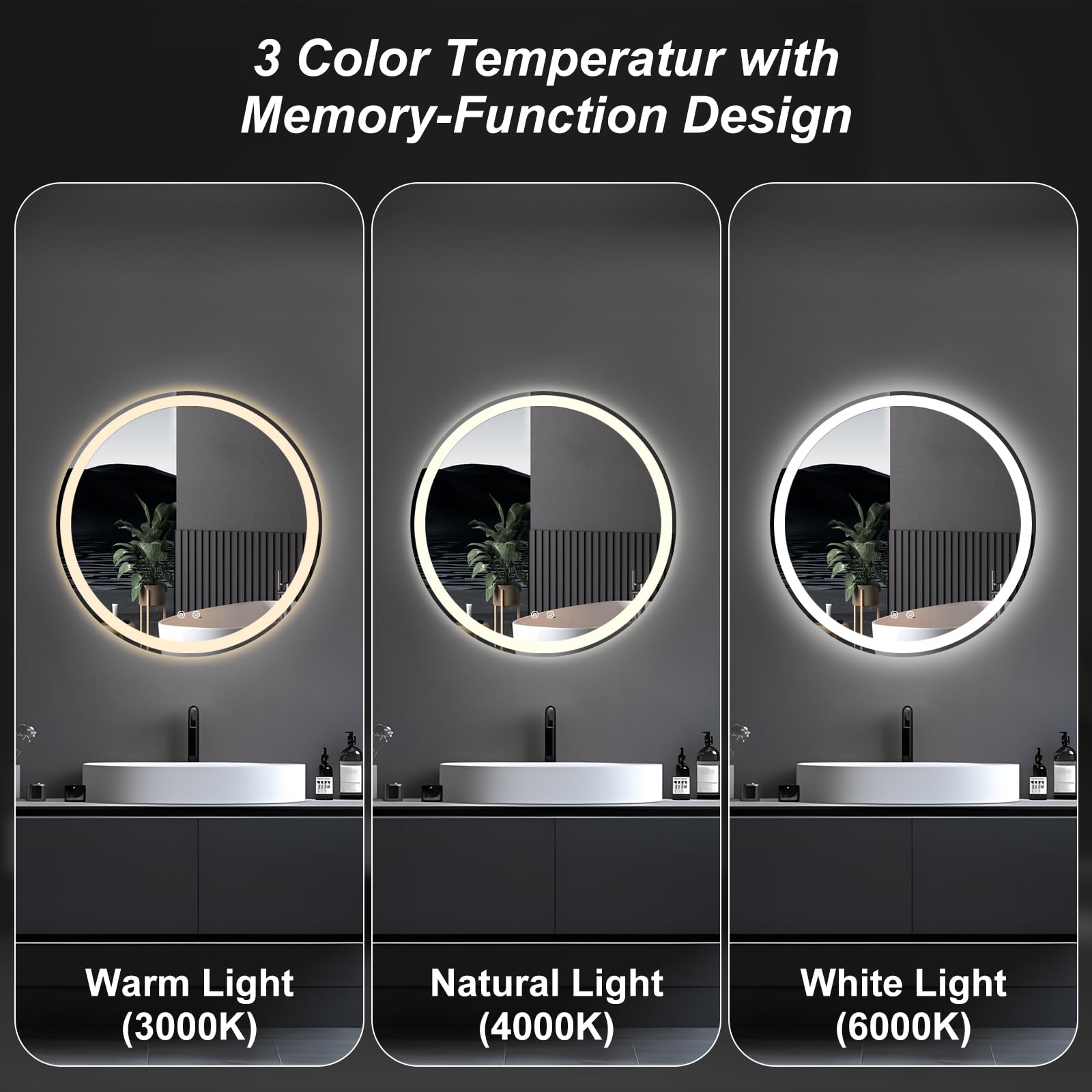 DUMOS dimmable three-color light for warm natural or bright ambience