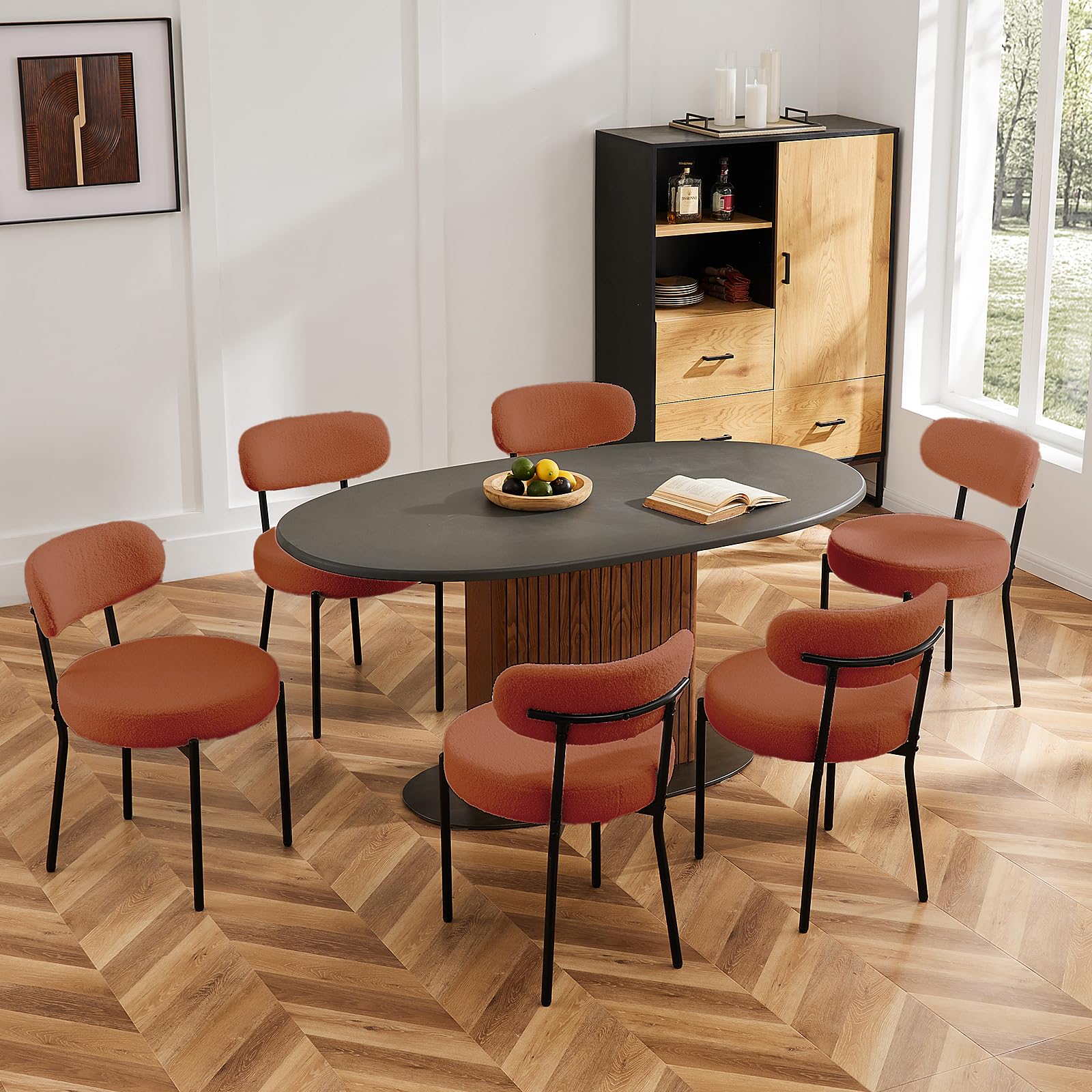 DUMOS dining chair in a dining room setup shows mid-century style.