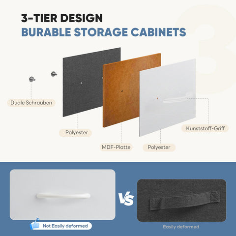 DUMOS dresser with fabric bins keeps items organized and accessible.