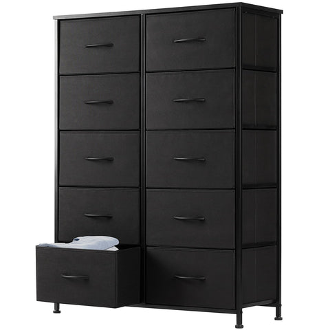 DUMOS dresser wooden-top surface offers a sturdy platform for lamps and daily essentials.