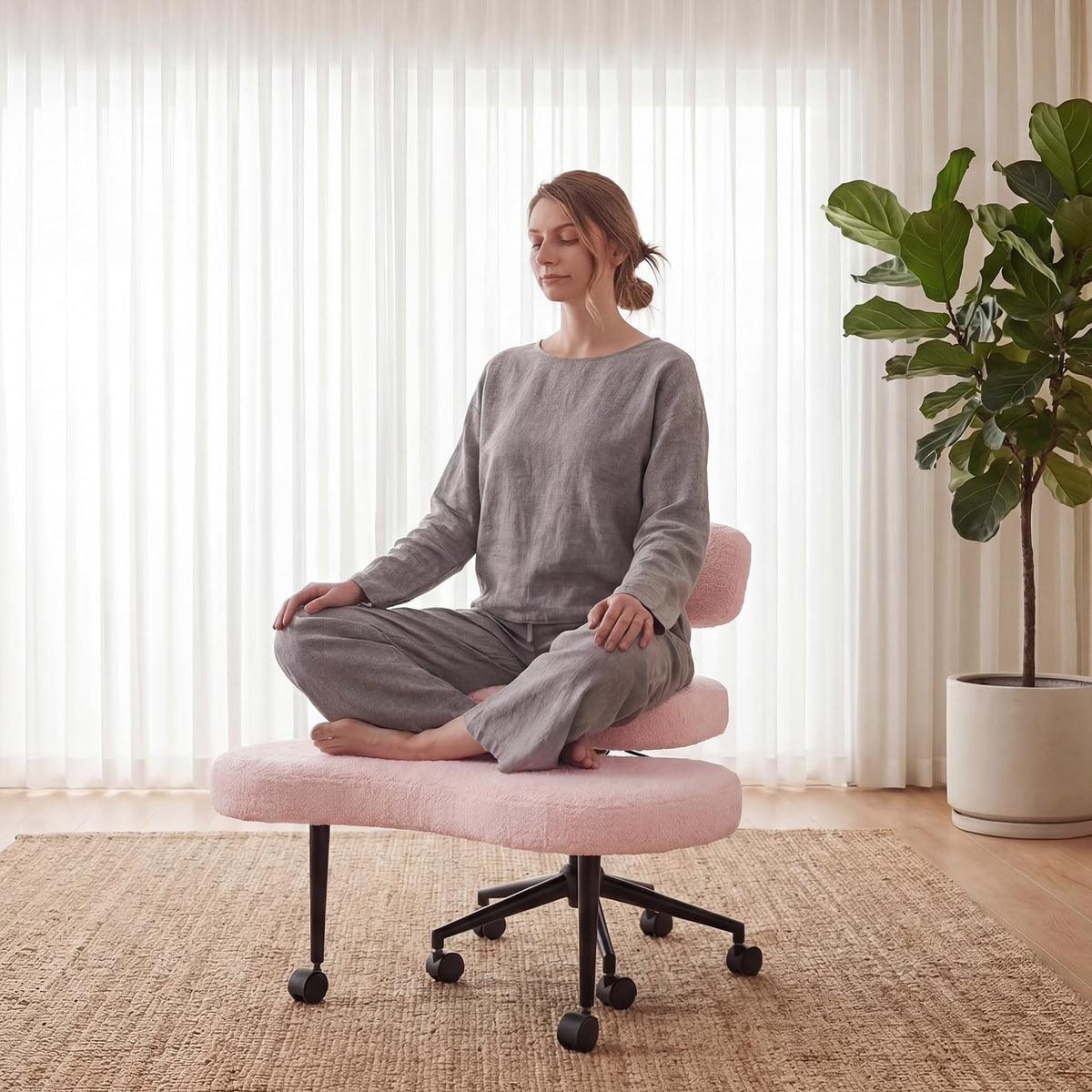 DUMOS ergonomic ADHD cross-legged chair backrest offers customizable lumbar support for daily work