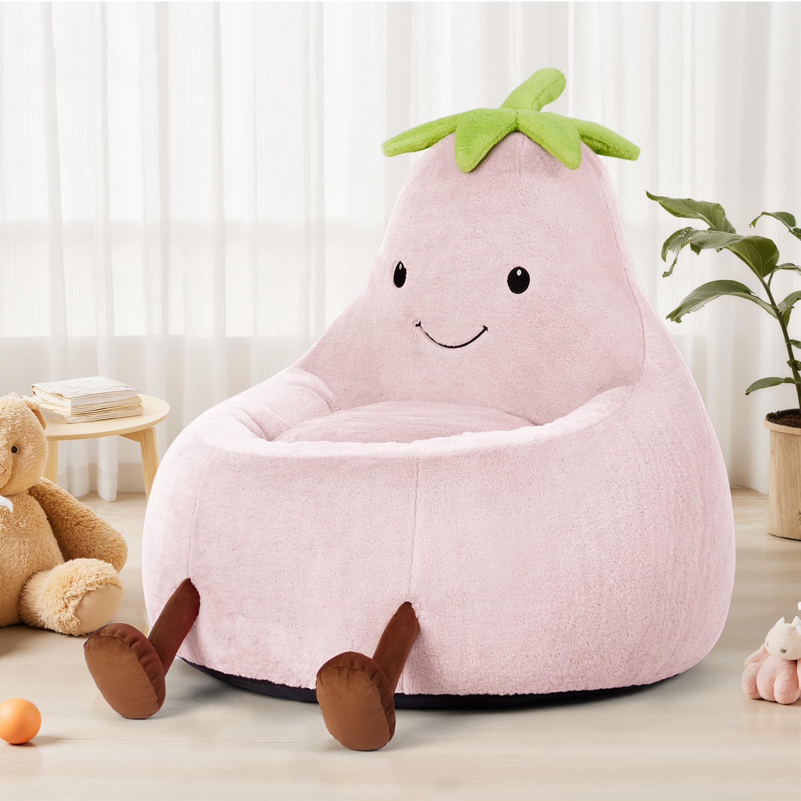Closeup of the soft faux rabbit fur cover on the DUMOS chair