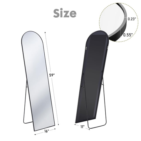 DUMOS floor-standing mirror with aluminum frame provides sturdy support for daily dressing.