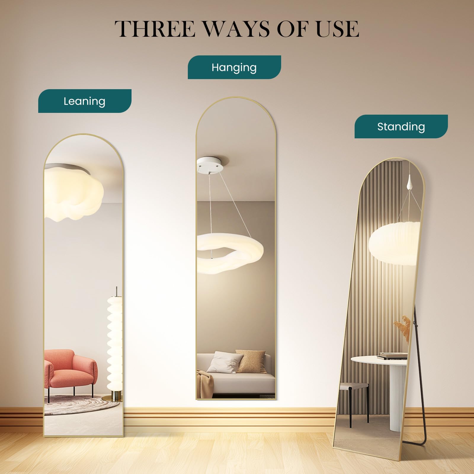 DUMOS floor-standing full-length mirror in a bedroom setting