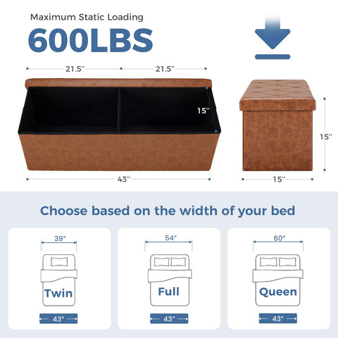 DUMOS folding ottoman closed bench for compact storage and seating.