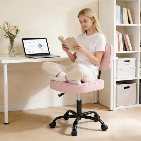 DUMOS height-adjustable pink desk chair fits different desks.