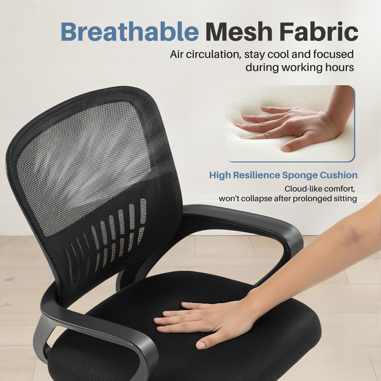 DUMOS chair height adjustment fits various users.