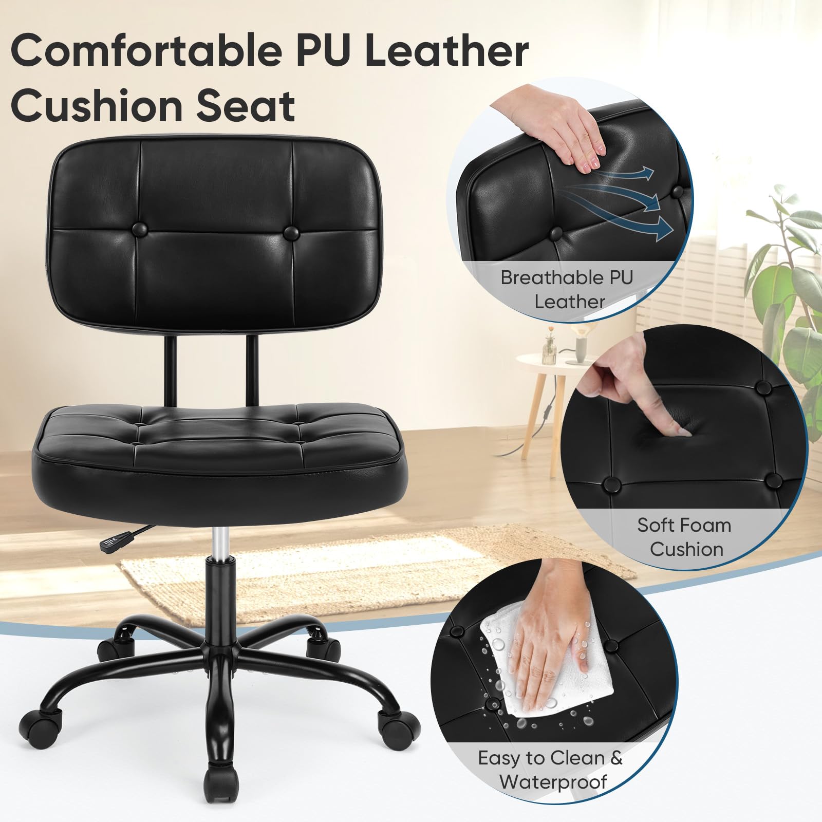 DUMOS chair highlighting ergonomic lumbar support for posture.