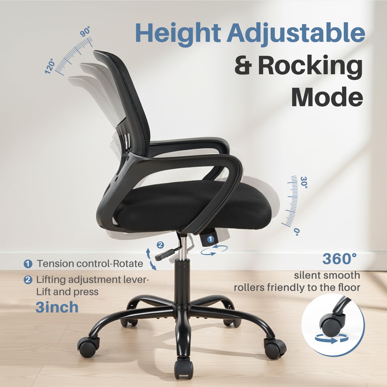 DUMOS chair tilt and rocking mode demonstration for relaxed breaks