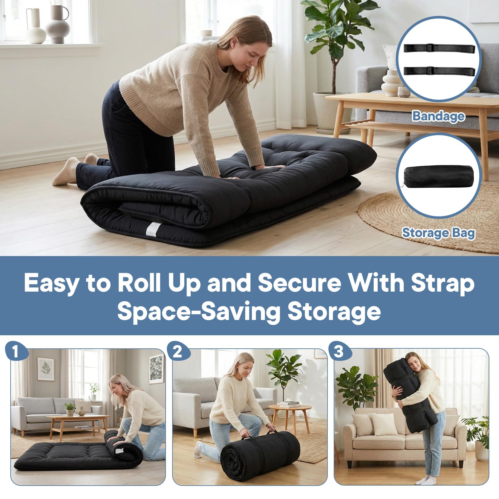 DUMOS mattress with removable cover ready for machine washing