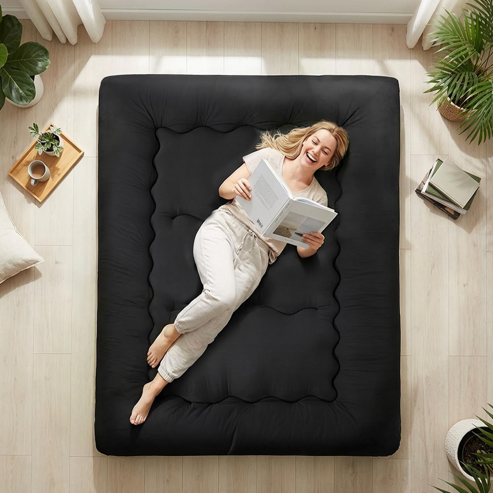 DUMOS twin futon unpacked and set in sunlight to regain loft