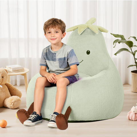 DUMOS kids chair features lightweight eggplant shape for easy portability.