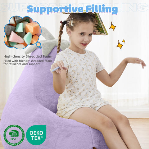 DUMOS shredded foam filling contouring to child's body for support