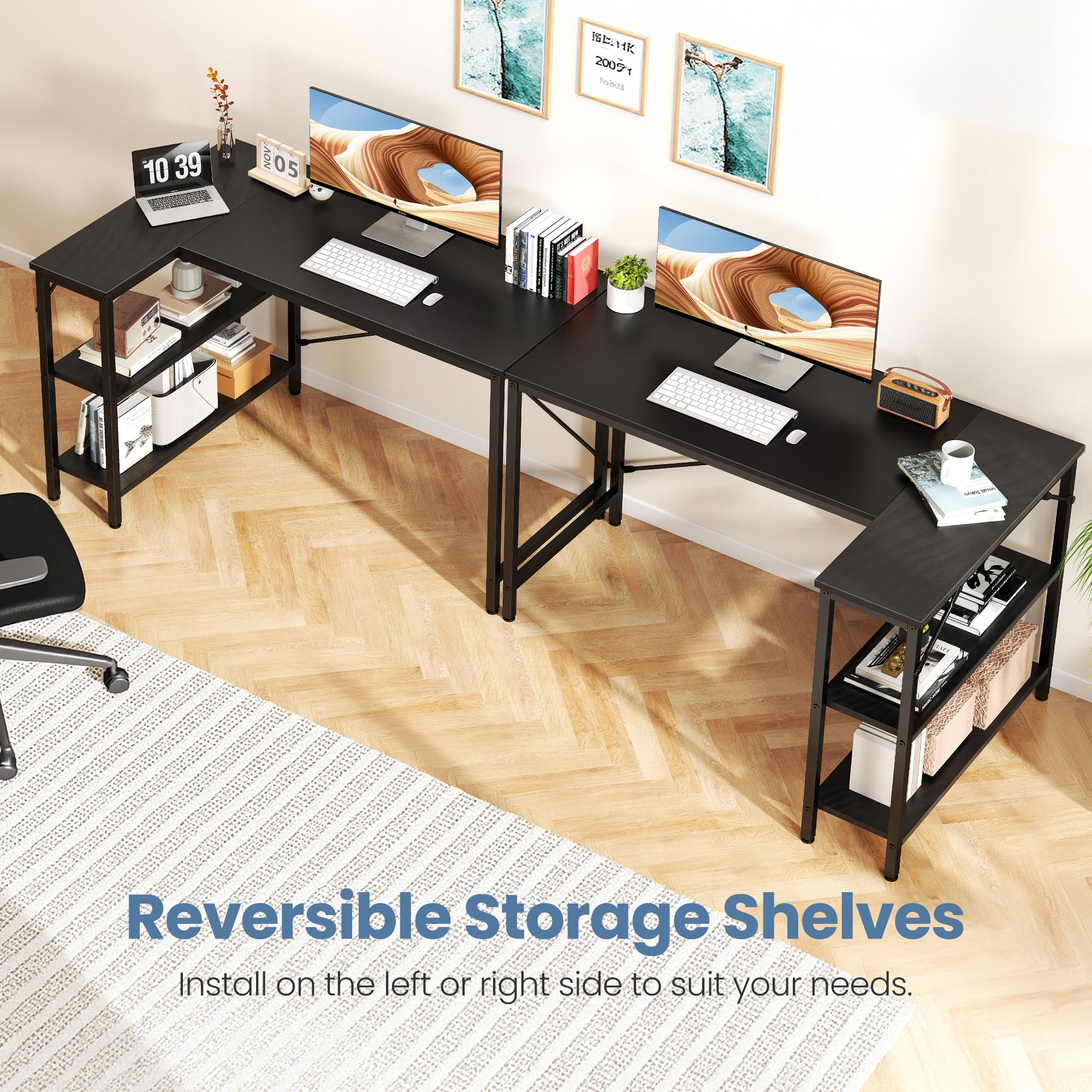 DUMOS L-shaped desk 39in corner fit maximizes room without sacrificing workspace.